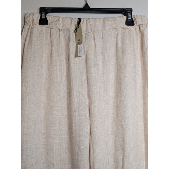 Coco + Carmen Pants - Women’s Cream Wide-Leg Linen-Blend Pants